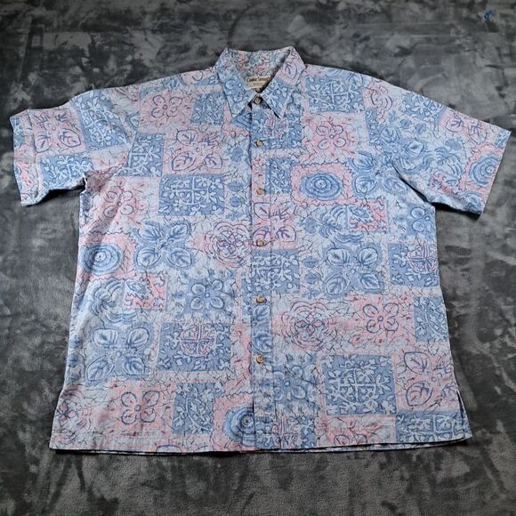 Cooke Street Honolulu Hawaiian Shirt Blue Pink Floral XL? Cotton - Picture 1 of 13